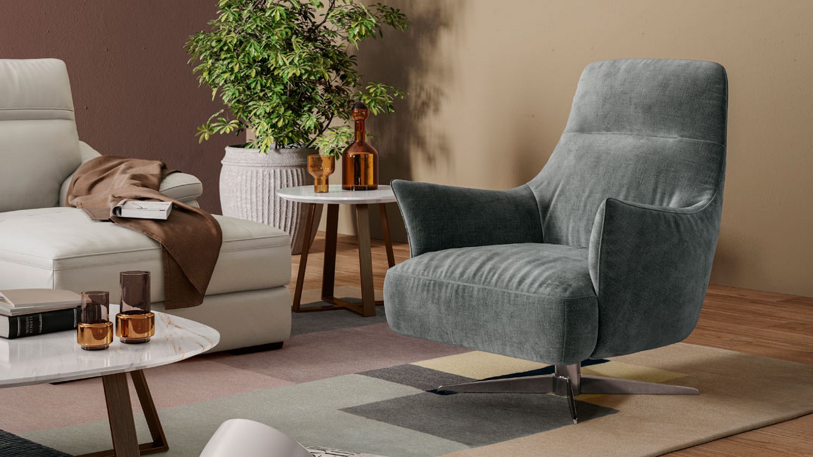 Natuzzi Editions Living Room C070- Armchair with motion C070-N54 -  Woodbridge Interiors - AZ, CA