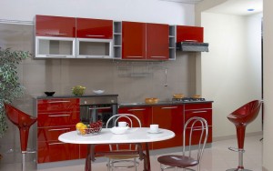 Kitchen Cabinets Modern Red Gray 300x188 